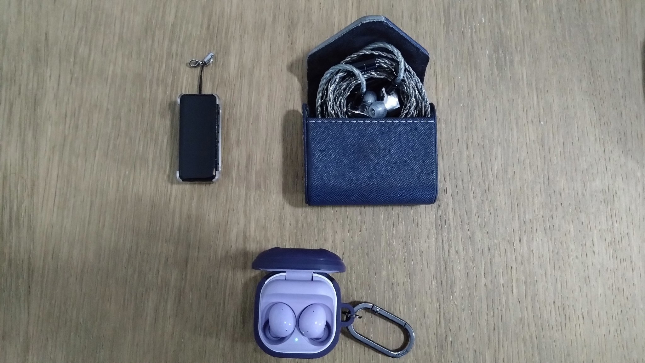 Moondrop Kato, in their case, FiiO BTR3k, and Samsung Galaxy Buds2.